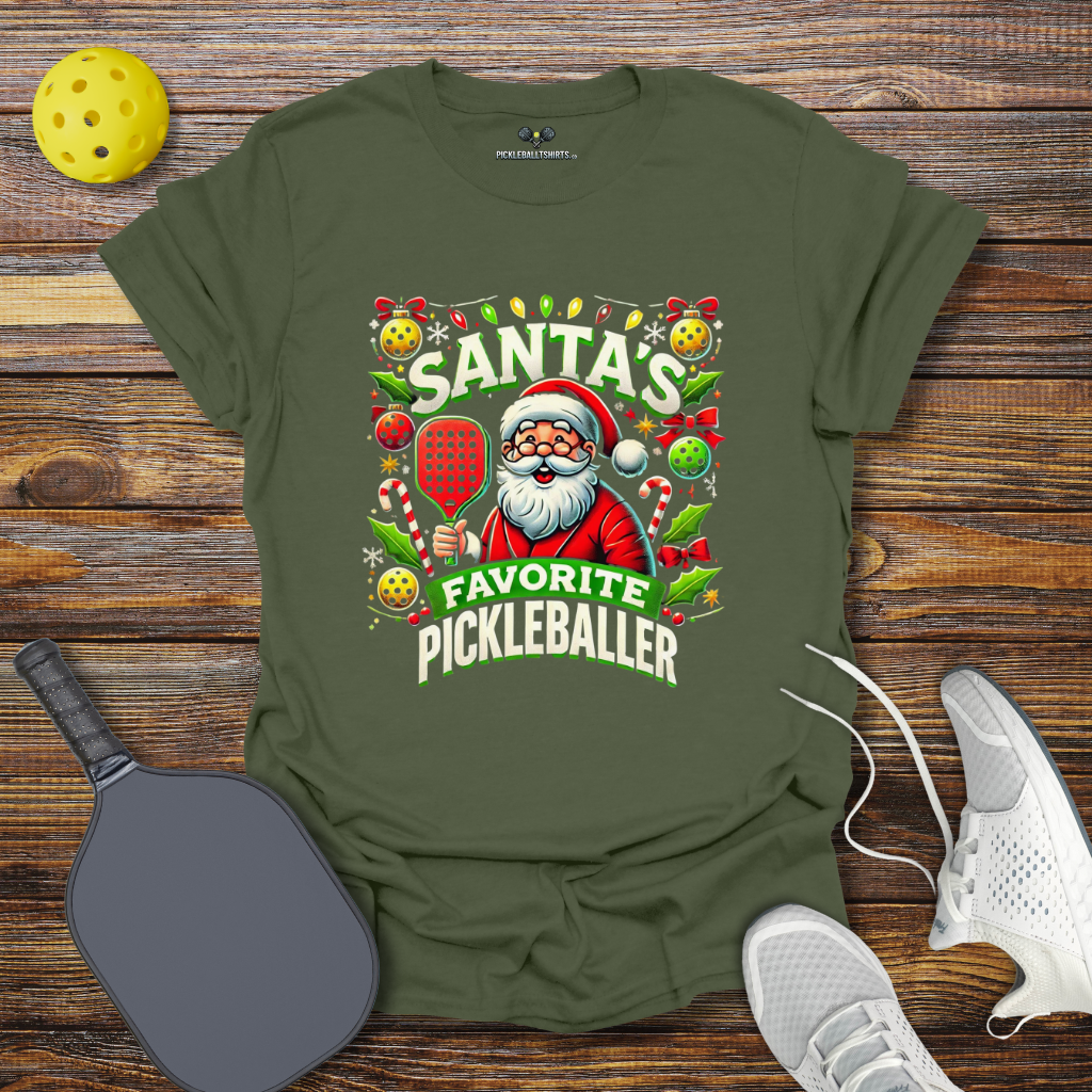 Santa's Favorite Pickleballer 2 Christmas T-Shirt