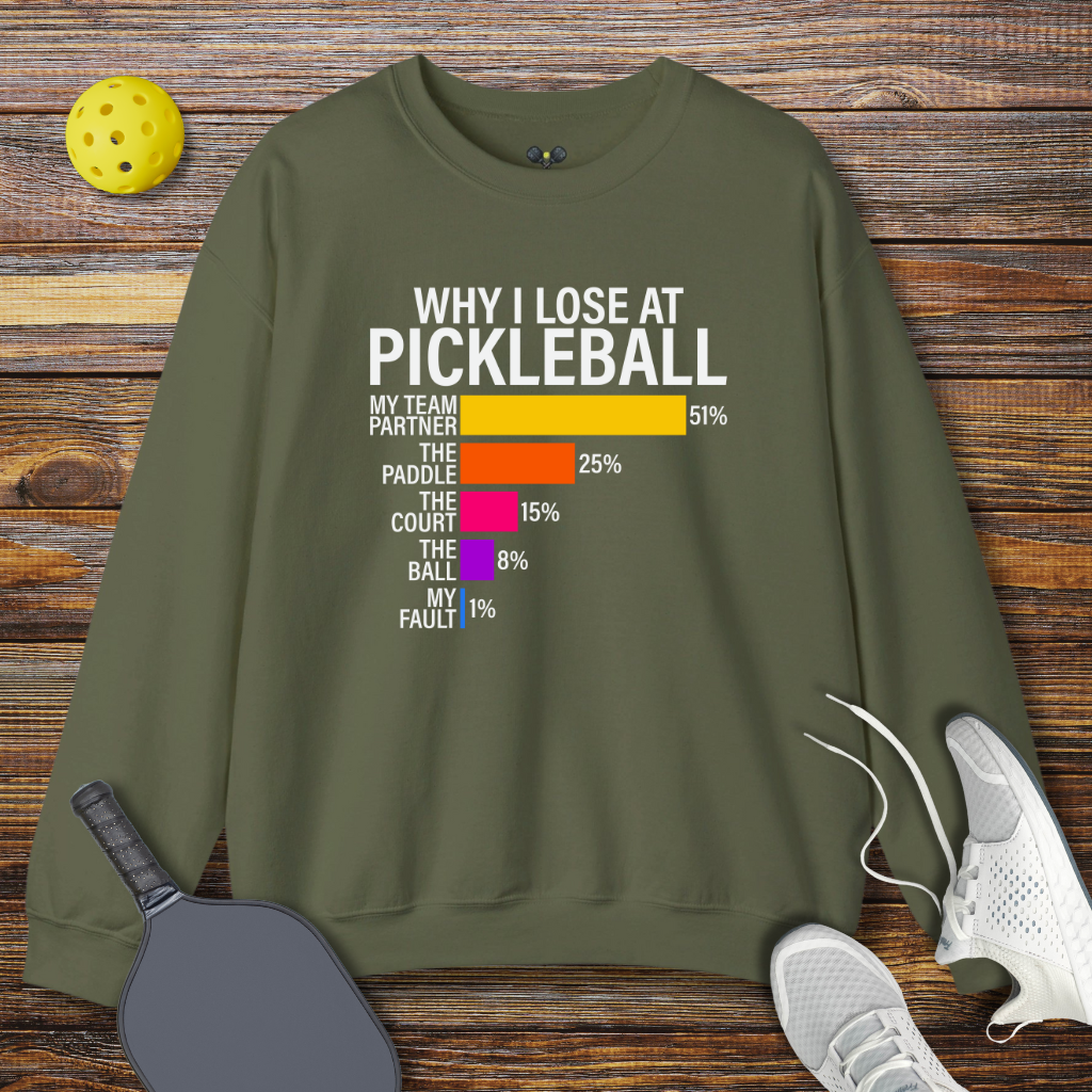 Why I lose at Pickleball Sweatshirt