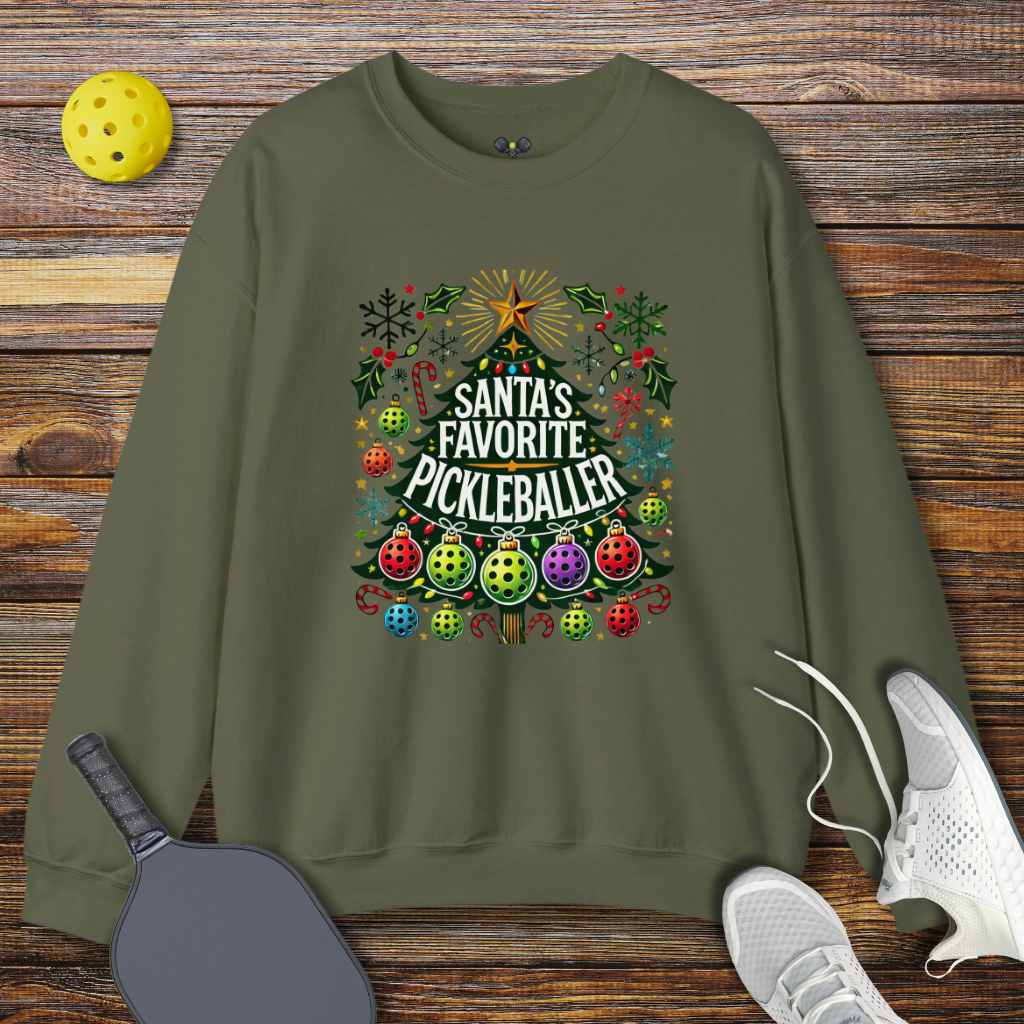 Santa's Favorite Pickleballer Christmas Sweatshirt