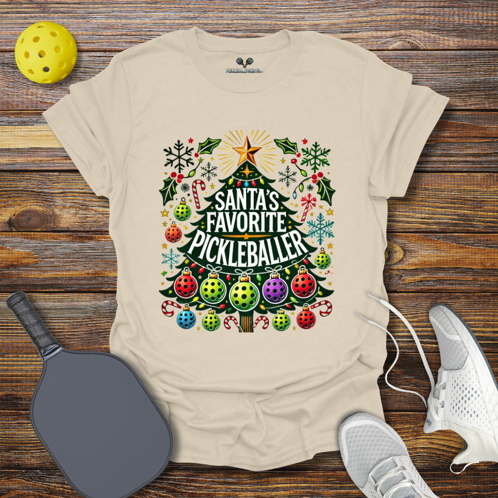 Santa's Favorite Pickleballer Christmas T-Shirt