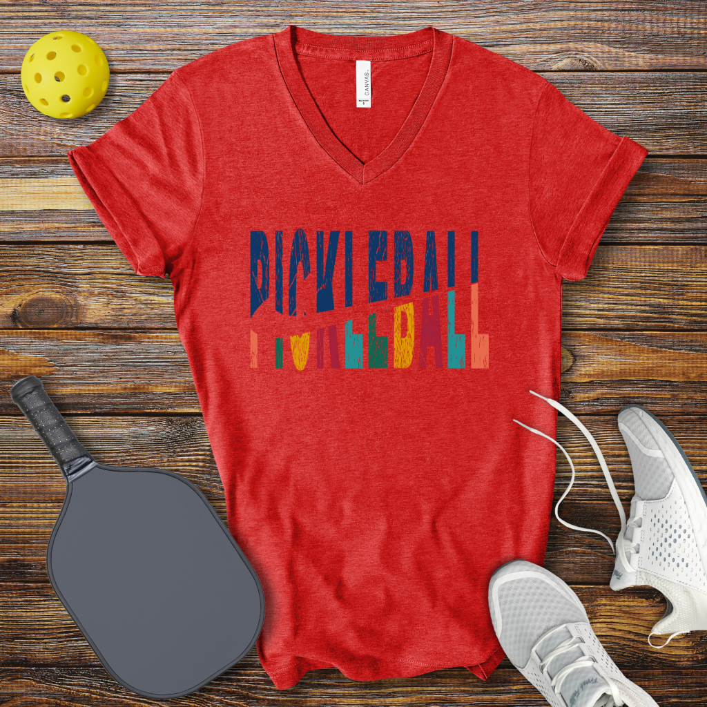 Pickleball Colored Logo V-Neck T-shirt