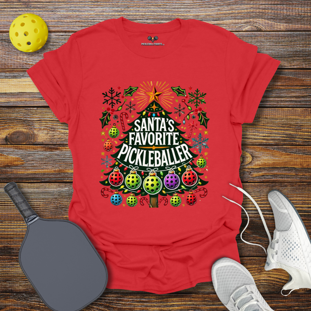 Santa's Favorite Pickleballer Christmas T-Shirt