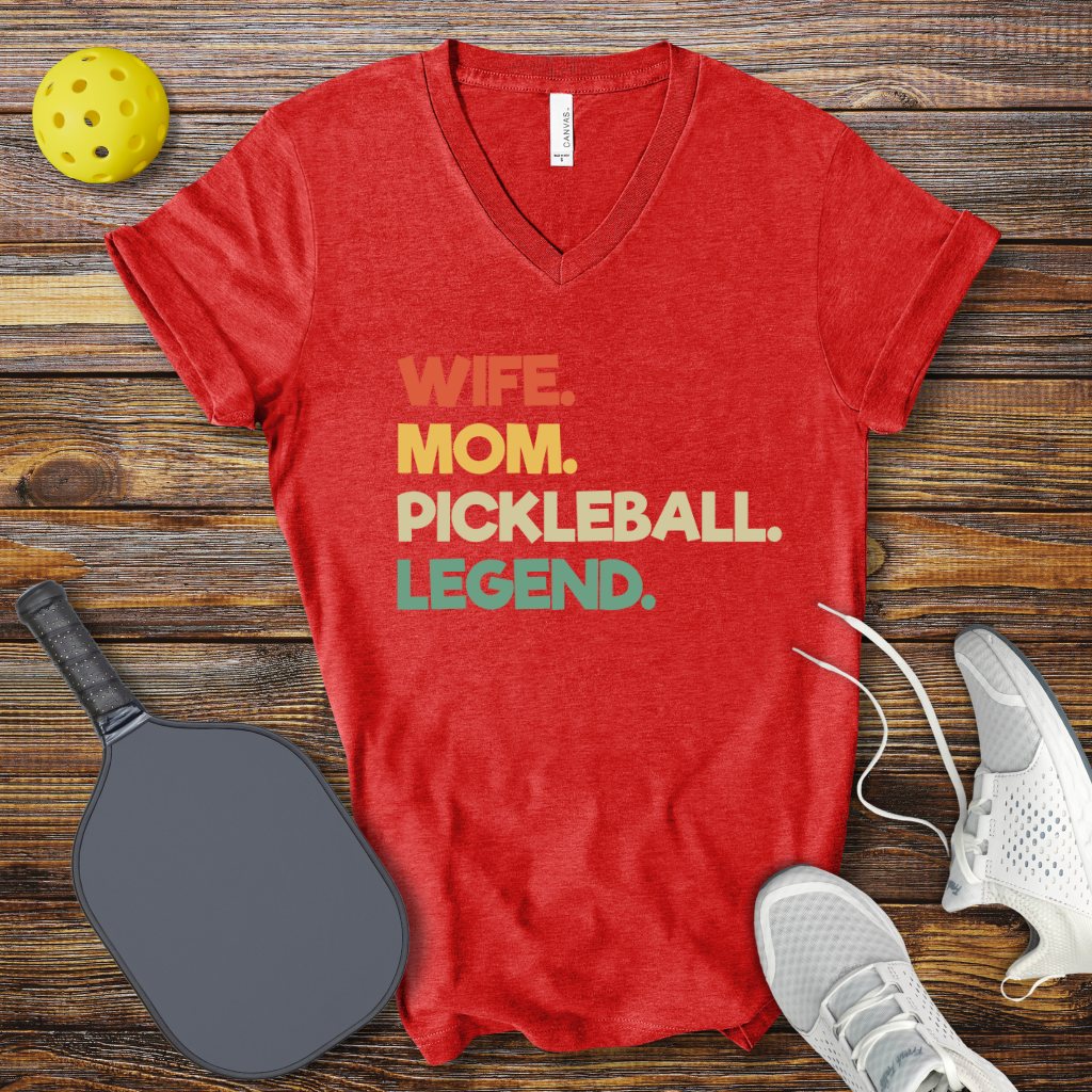 Wife Mom Pickleball Legend V-Neck T-shirt