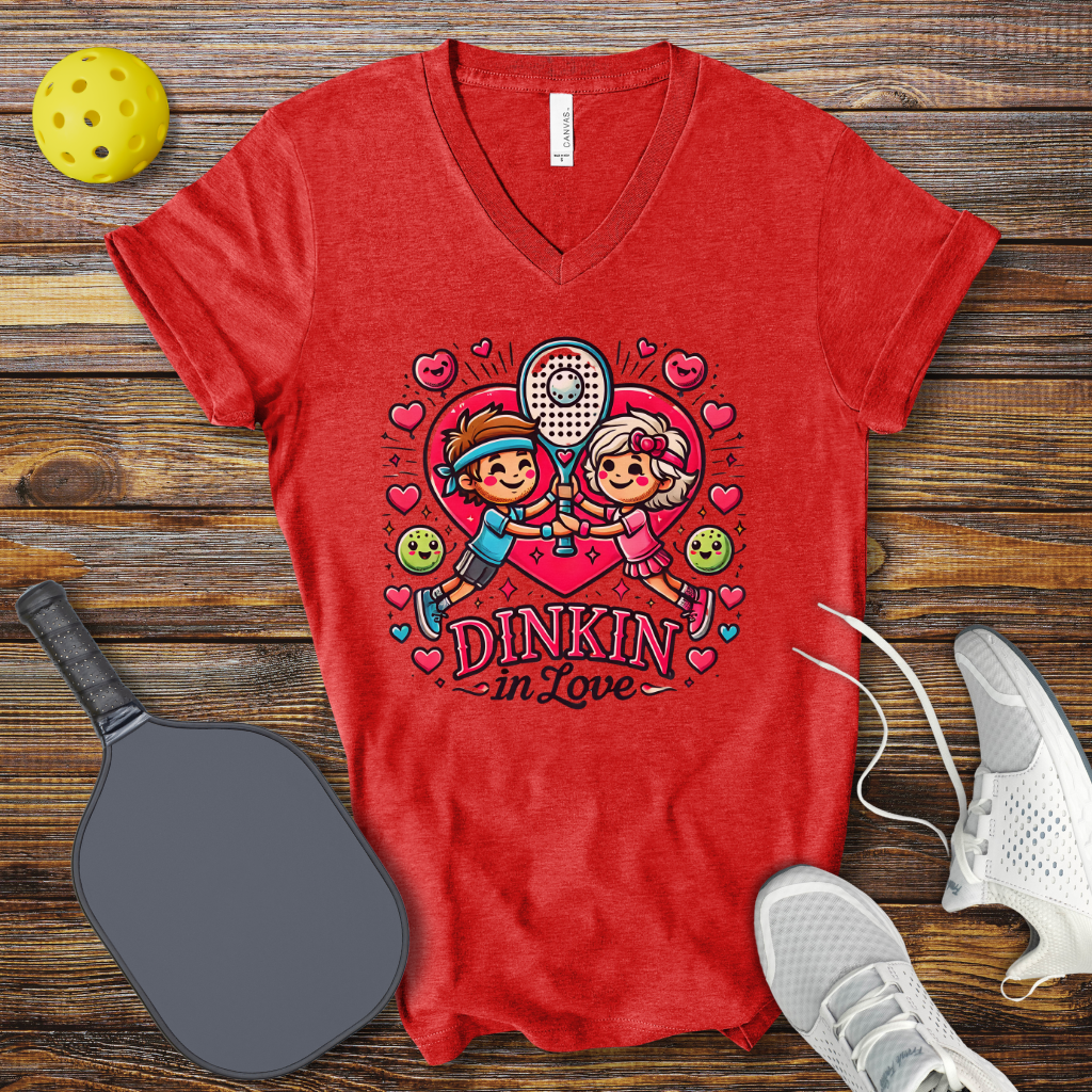 Dinkin in Love Valentine V-Neck T-shirt