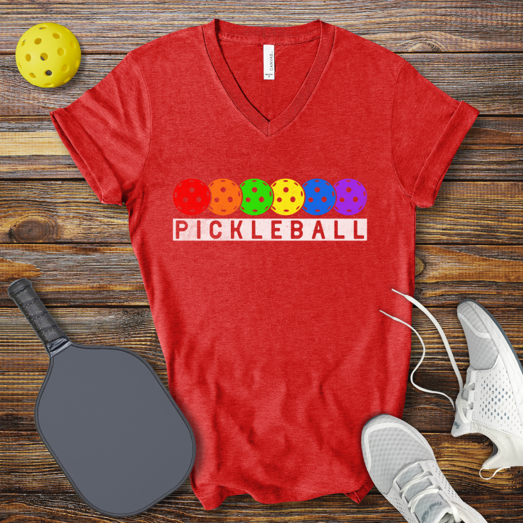 Pickleball Retro Balls V-Neck T-Shirt