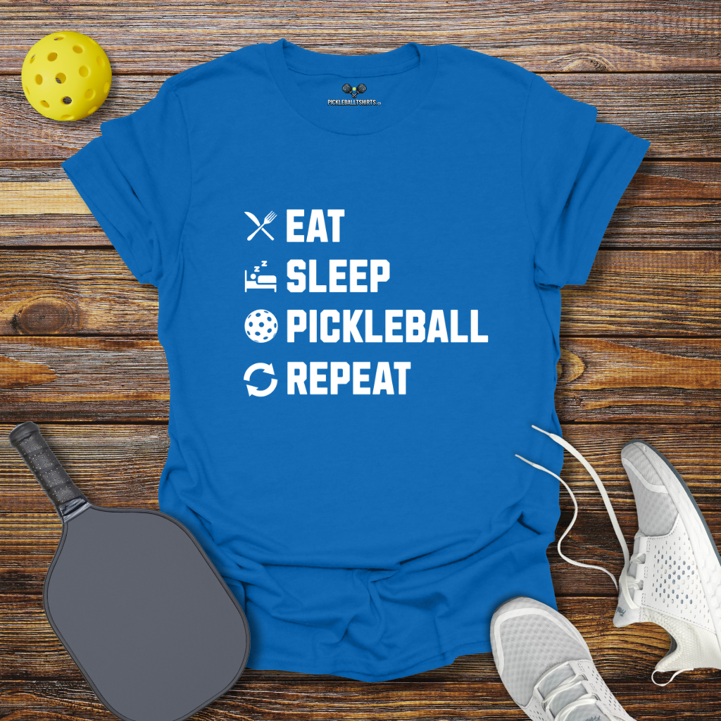 Eat Sleep Pickleball Repeat Logos T-Shirt