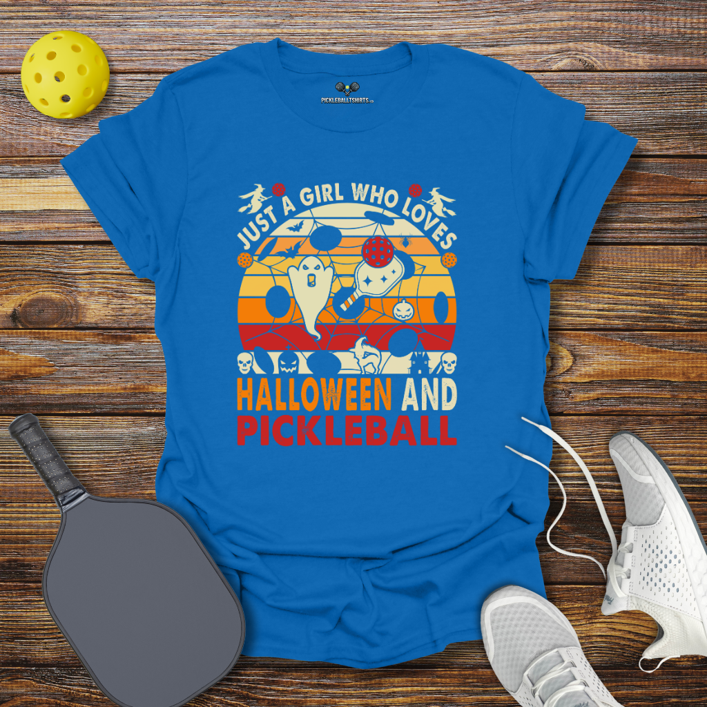 Just a Girl Who Loves Halloween and Pickleball T-Shirt
