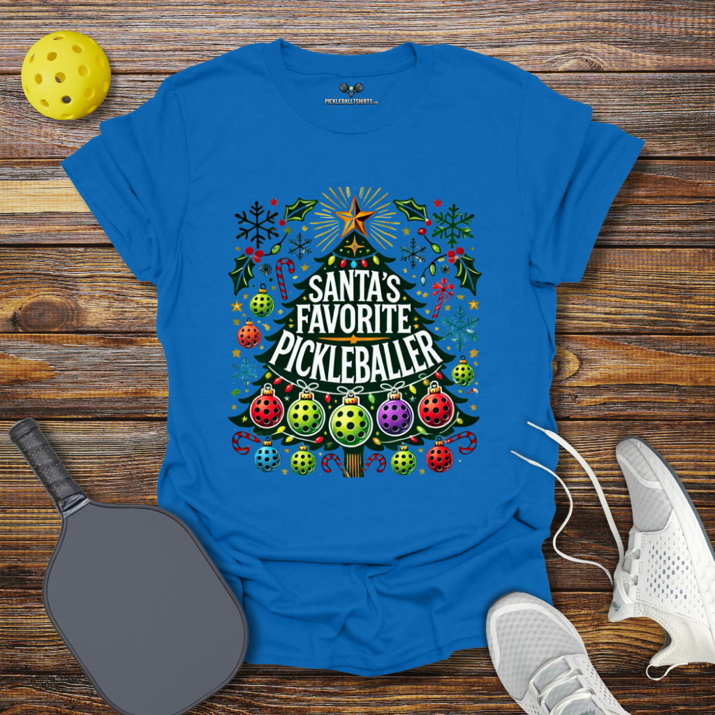 Santa's Favorite Pickleballer Christmas T-Shirt