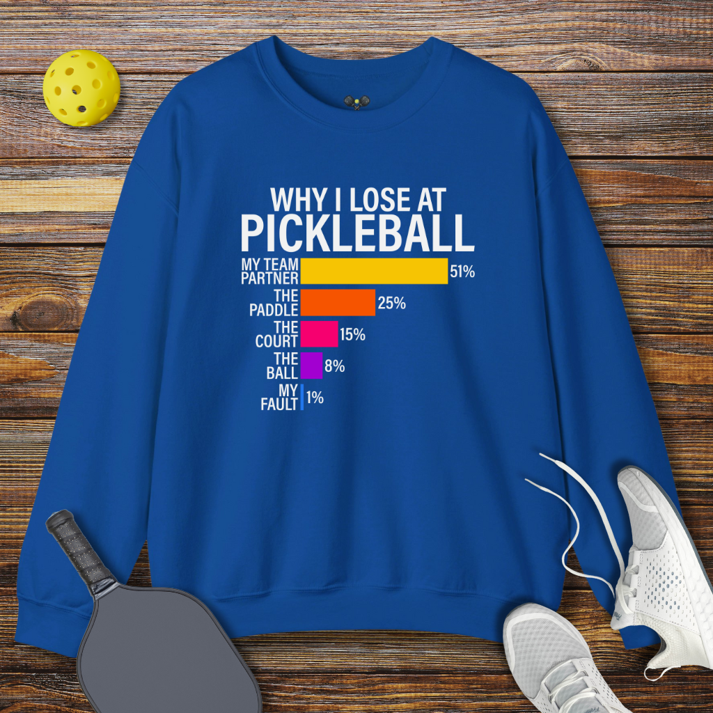 Why I lose at Pickleball Sweatshirt