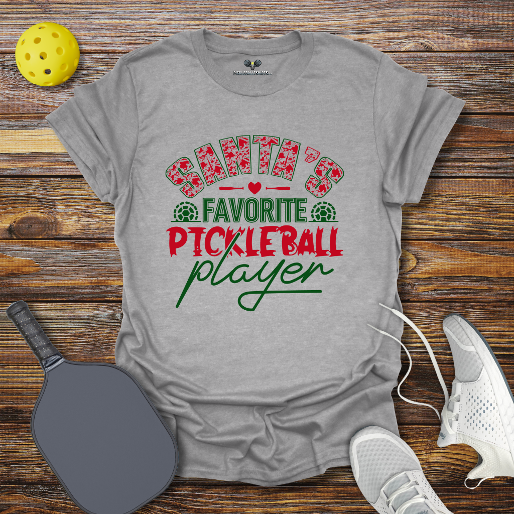 Santas Favorite Pickleball Player Christmas T-Shirt