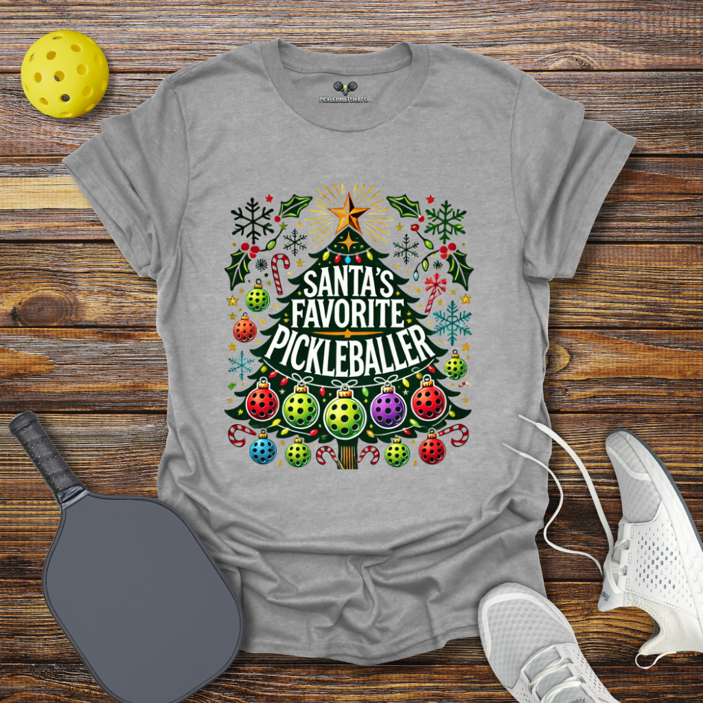 Santa's Favorite Pickleballer Christmas T-Shirt