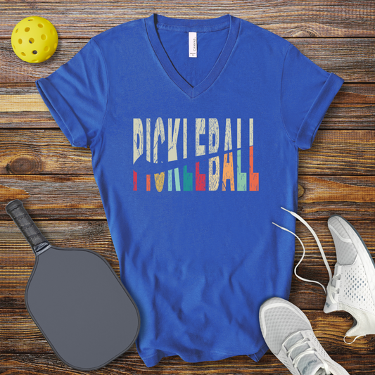 Pickleball Colored Logo V-Neck T-shirt