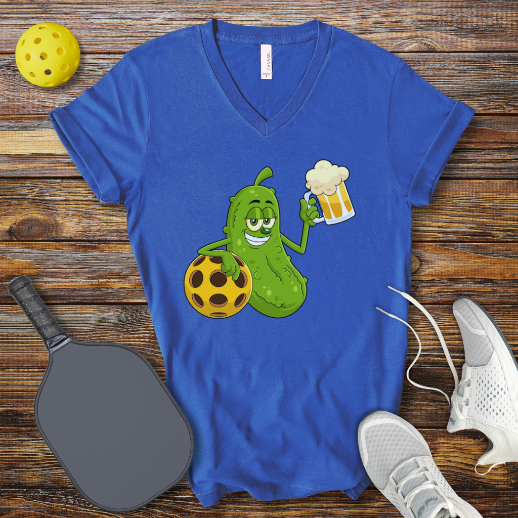 Pickle Drinking V-Neck T-shirt