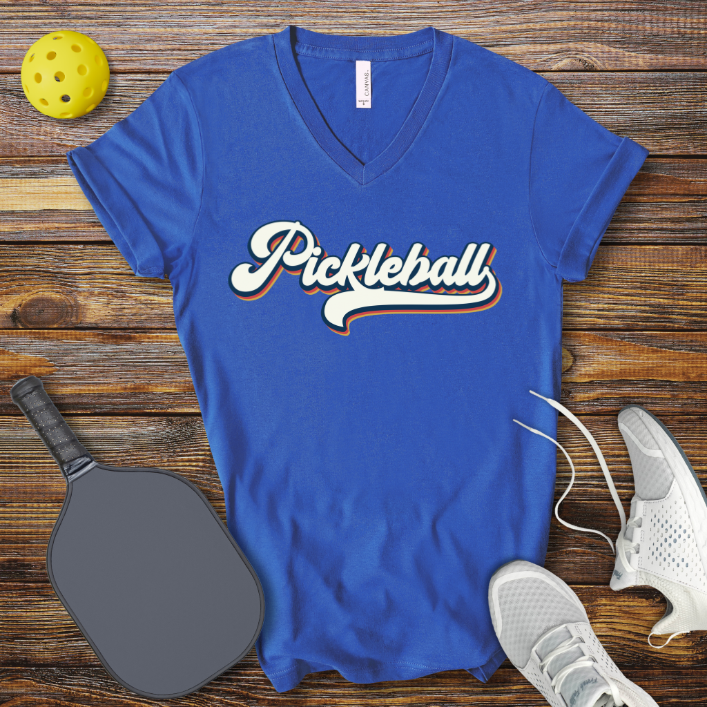 Pickleball Retro V-Neck T-shirt