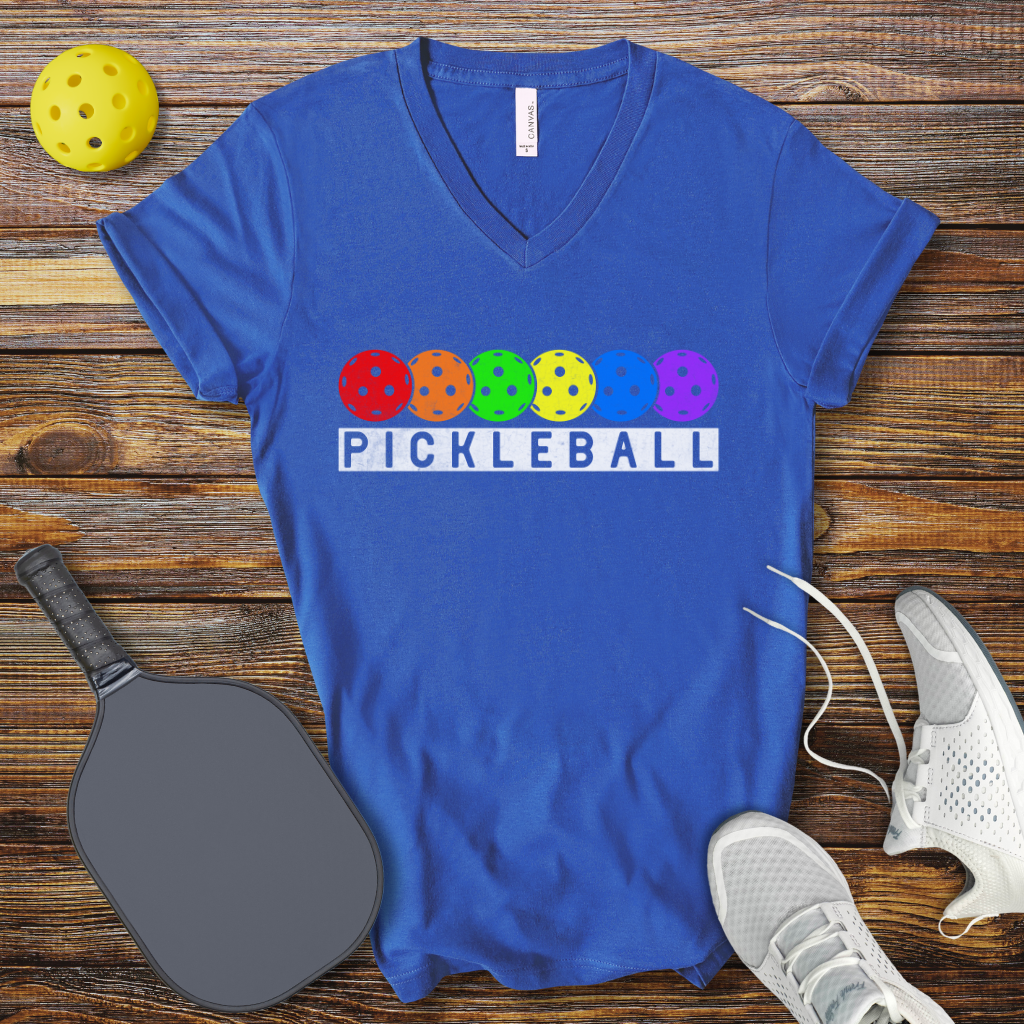 Pickleball Retro Balls V-Neck T-Shirt