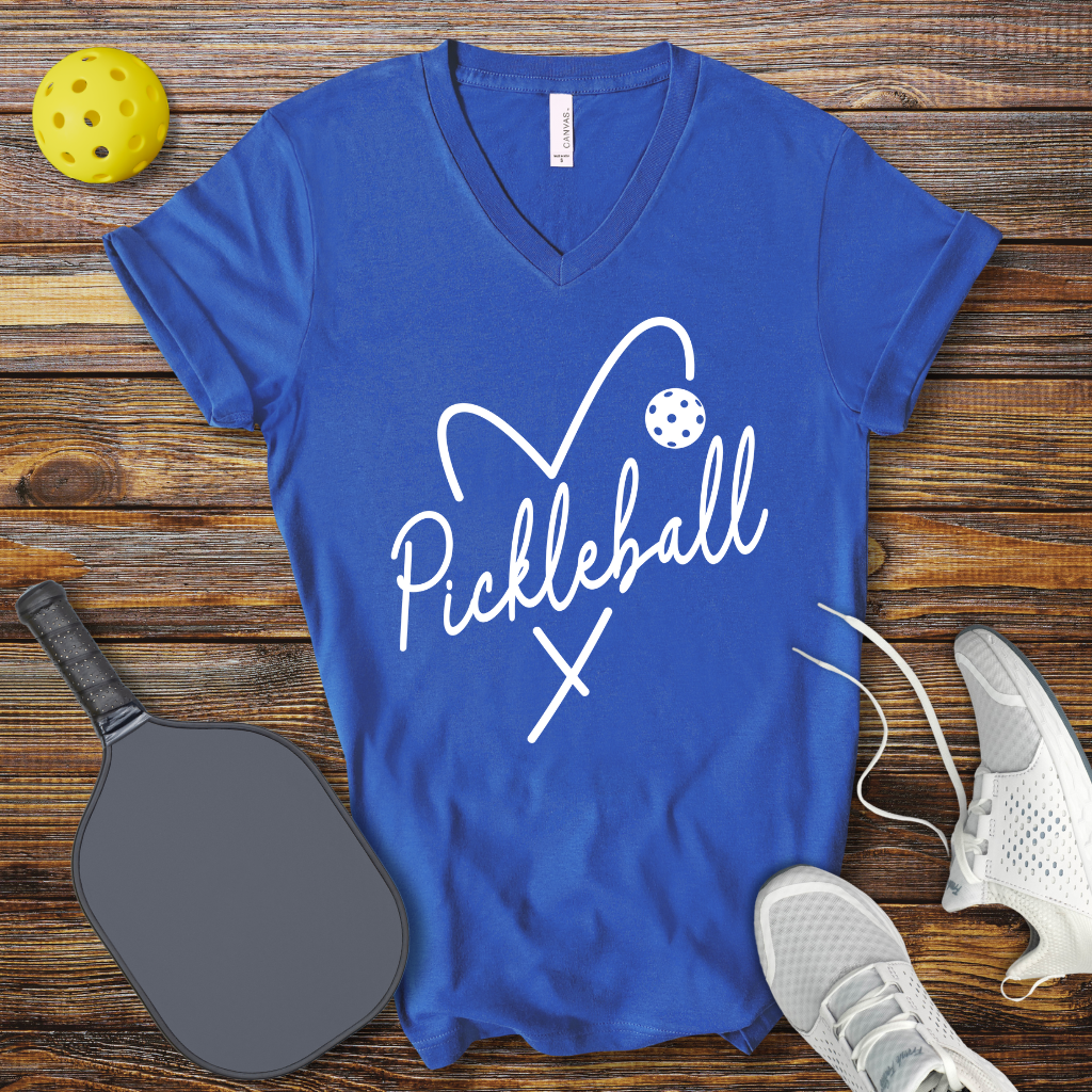 Pickleball Heart V-Neck T-shirt