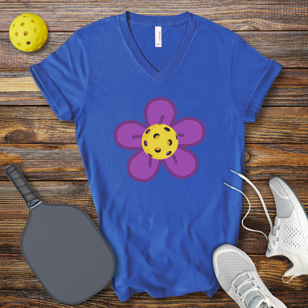 Pickleball Flower V-Neck T-shirt