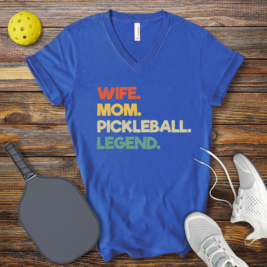 Wife Mom Pickleball Legend V-Neck T-shirt