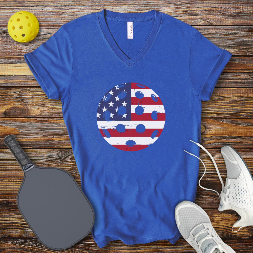 Pickleball USA Ball V-Neck T-shirt