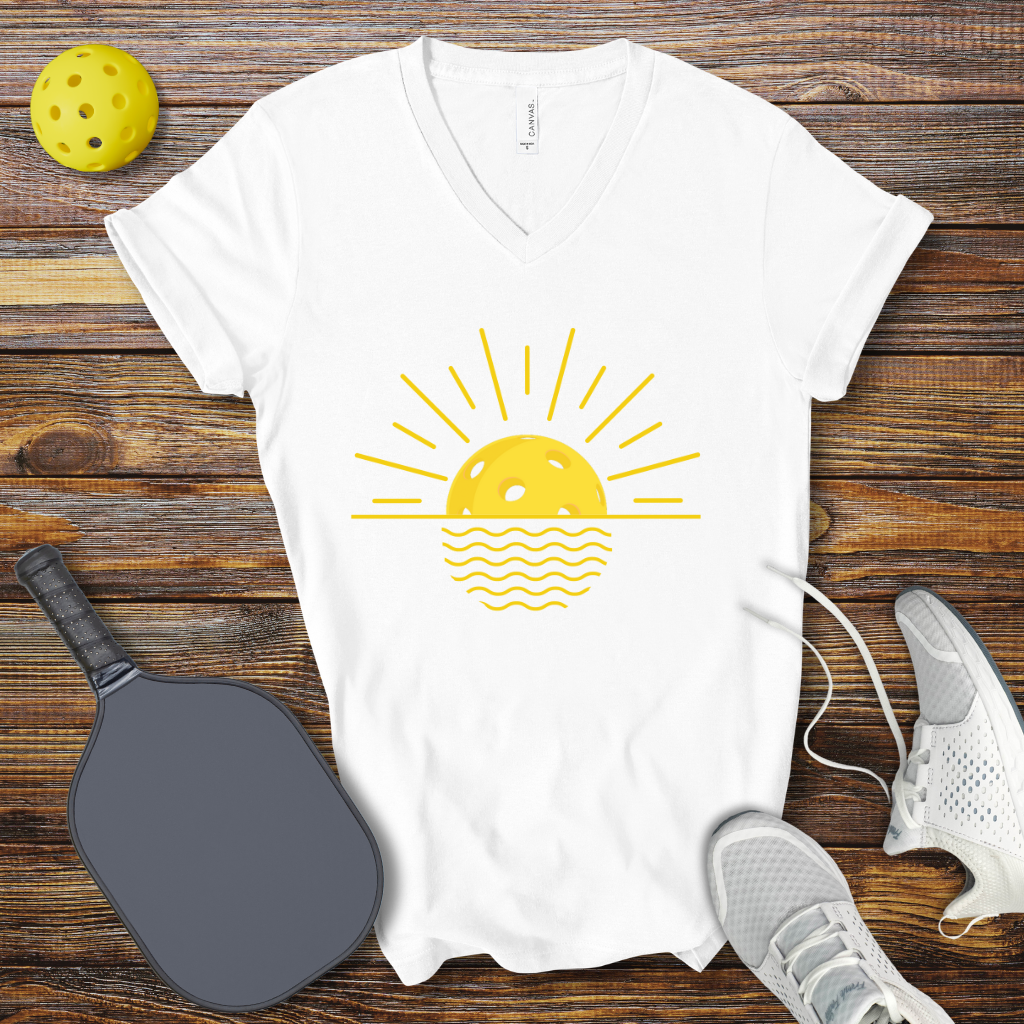 Sunny Pickleball V-Neck T-shirt