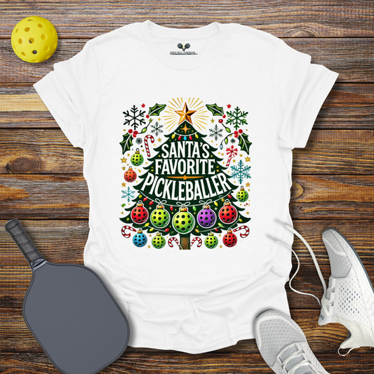 Santa's Favorite Pickleballer Christmas T-Shirt