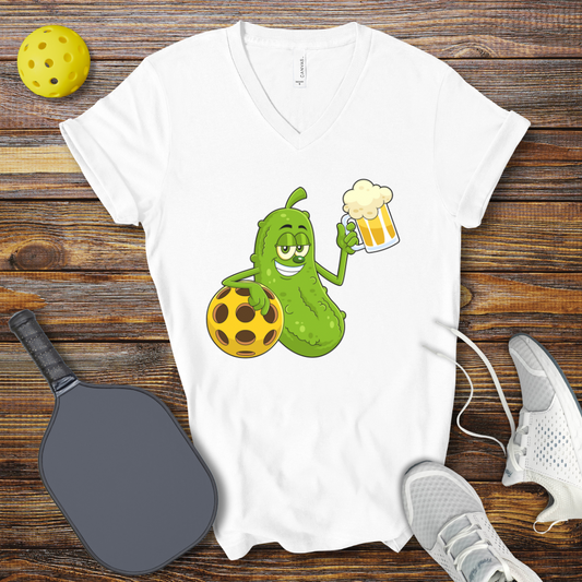 Pickle Drinking V-Neck T-shirt