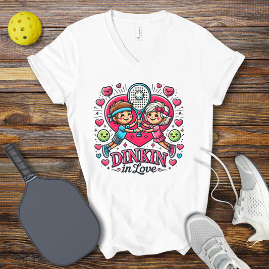 Dinkin in Love Valentine V-Neck T-shirt