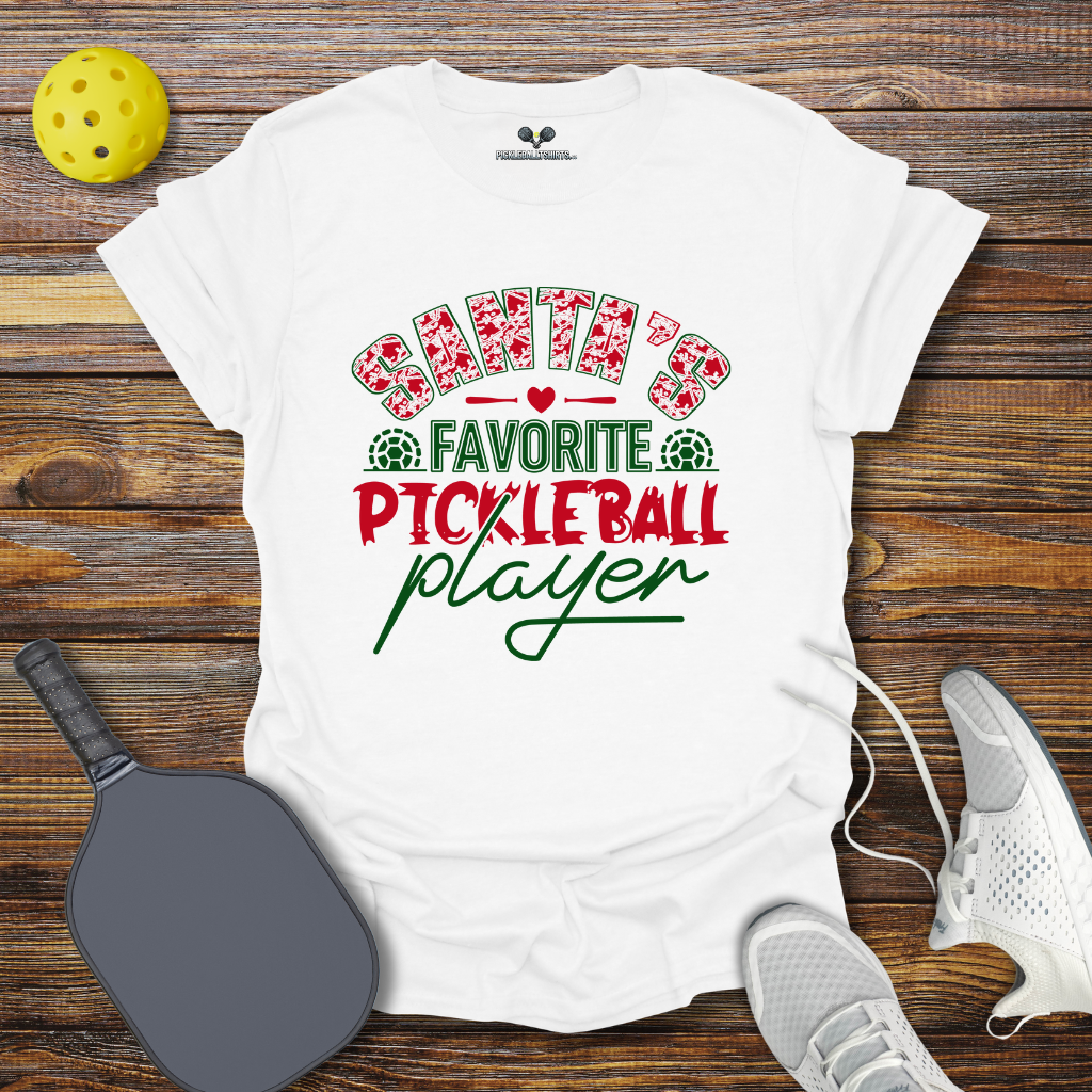 Santas Favorite Pickleball Player Christmas T-Shirt