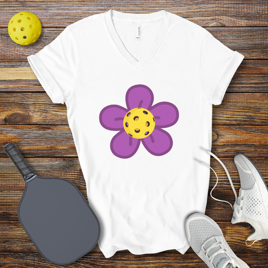 Pickleball Flower V-Neck T-shirt