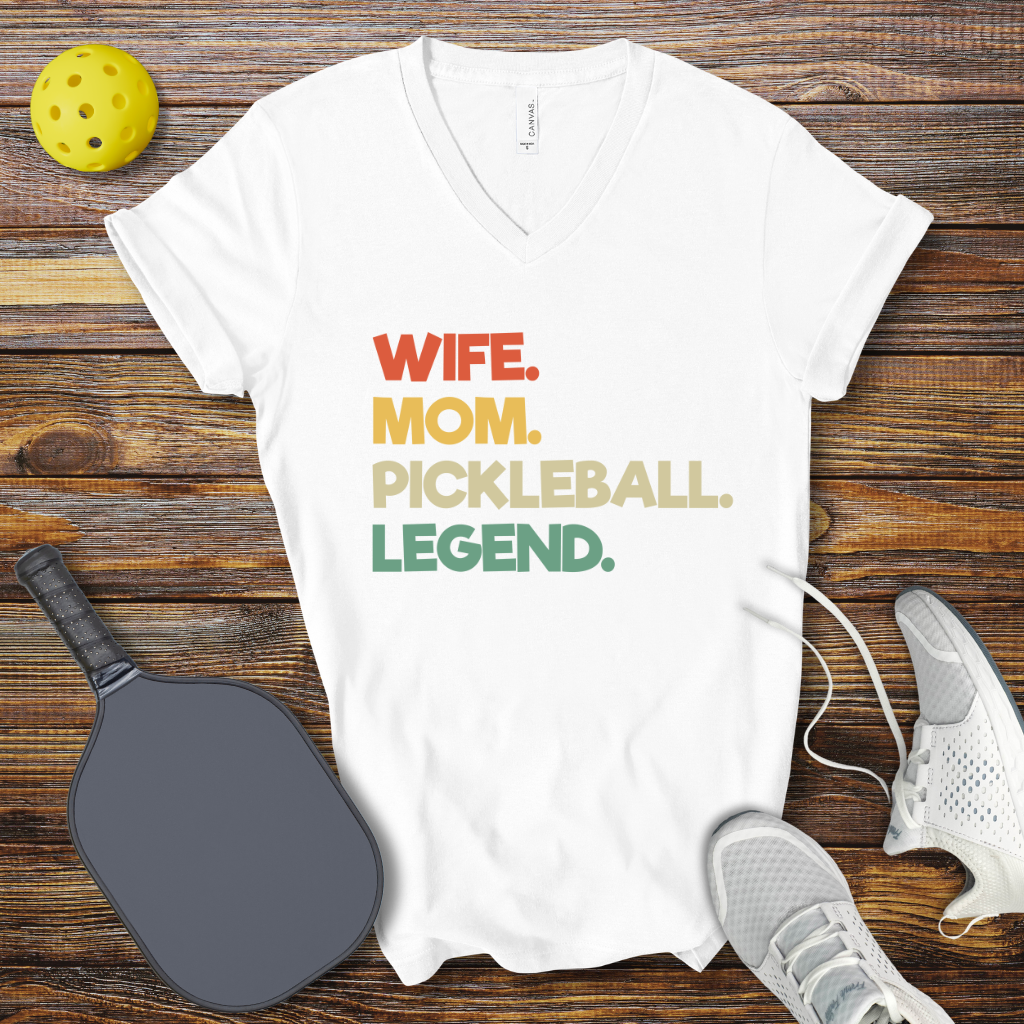 Wife Mom Pickleball Legend V-Neck T-shirt