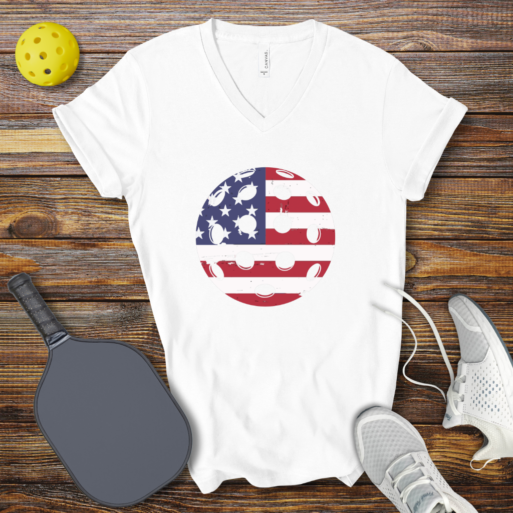 Pickleball USA Ball V-Neck T-shirt