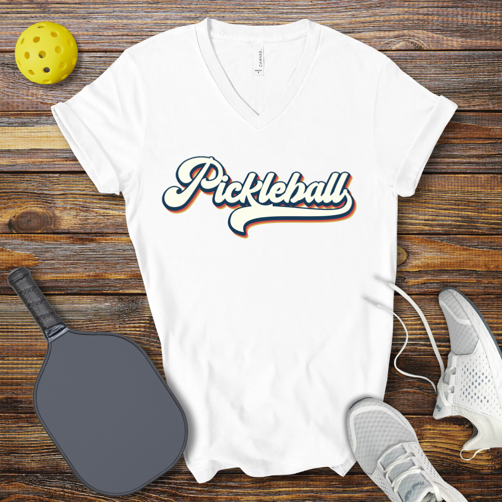 Pickleball Retro V-Neck T-shirt